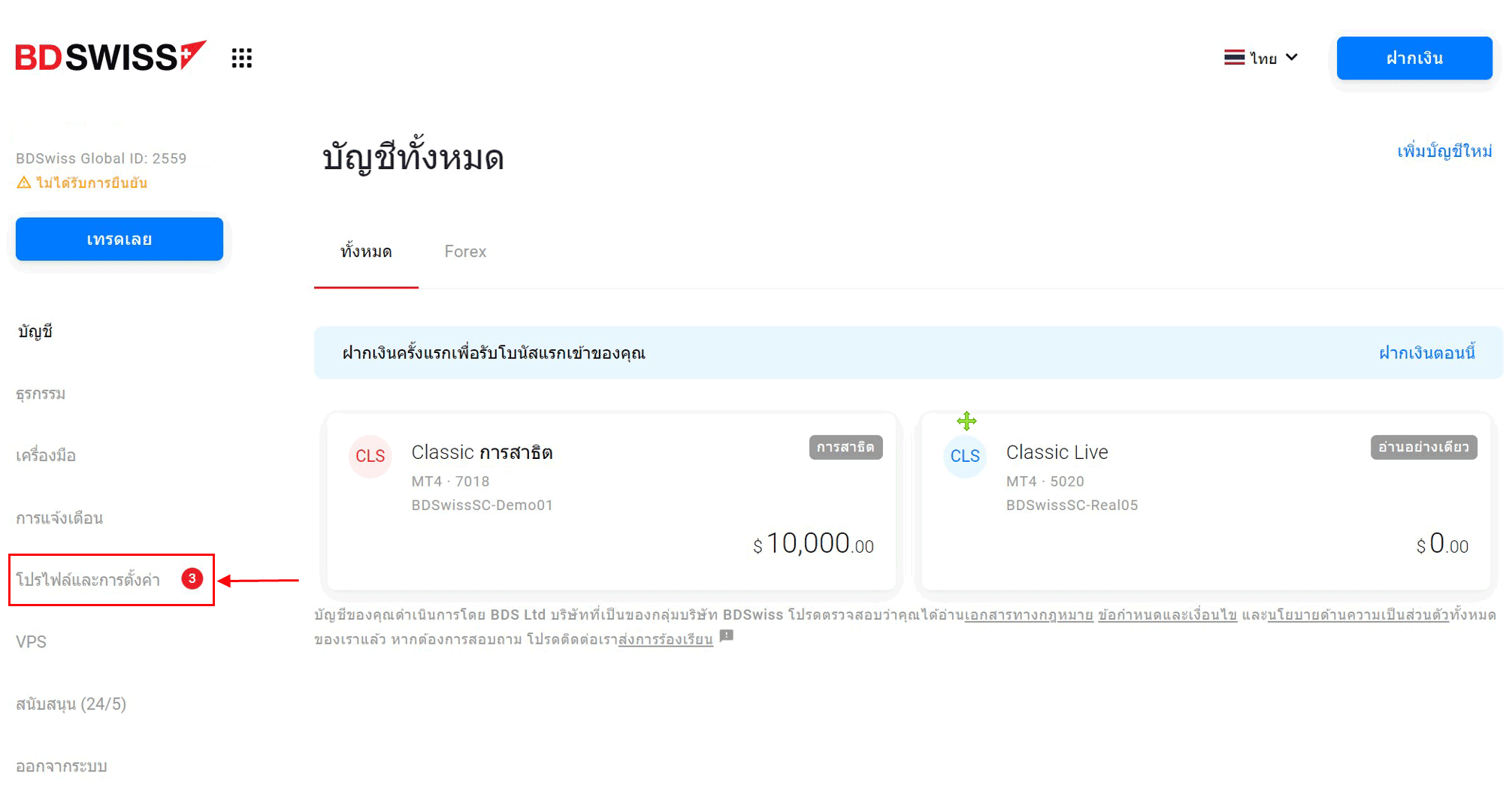 วิธีเปิดบัญชี BDSwiss